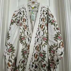 FARM Rio White Floral Embroidered Kimono